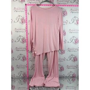 wiwi Bambo set Light Pink Long-Sleeve Pajama Set Two-Piece Soft Lounge Comfy Pjs